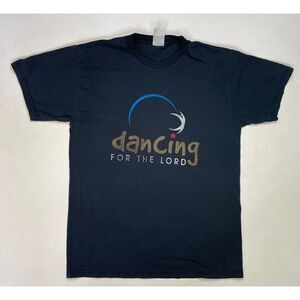 VINTAGE Dancing For The Lord Graphic T-shirt Men Medium Black Short Sleeve